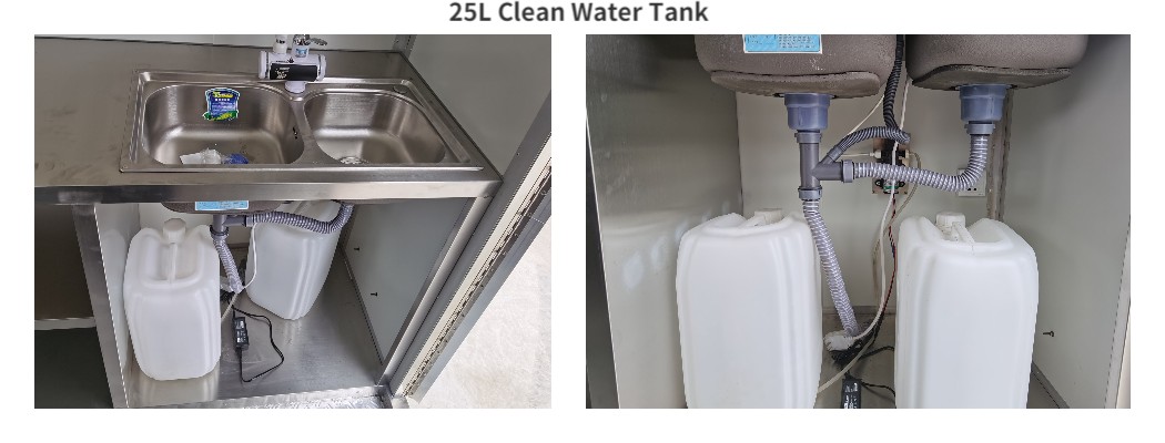 clean water tanks in food trailer